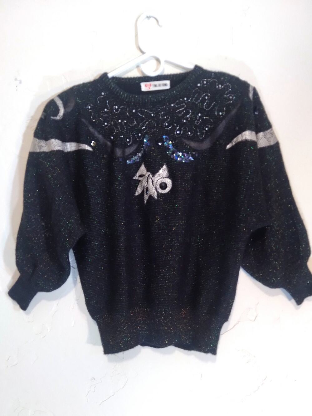 Ying Ho Hong Black And Glitter Sweater